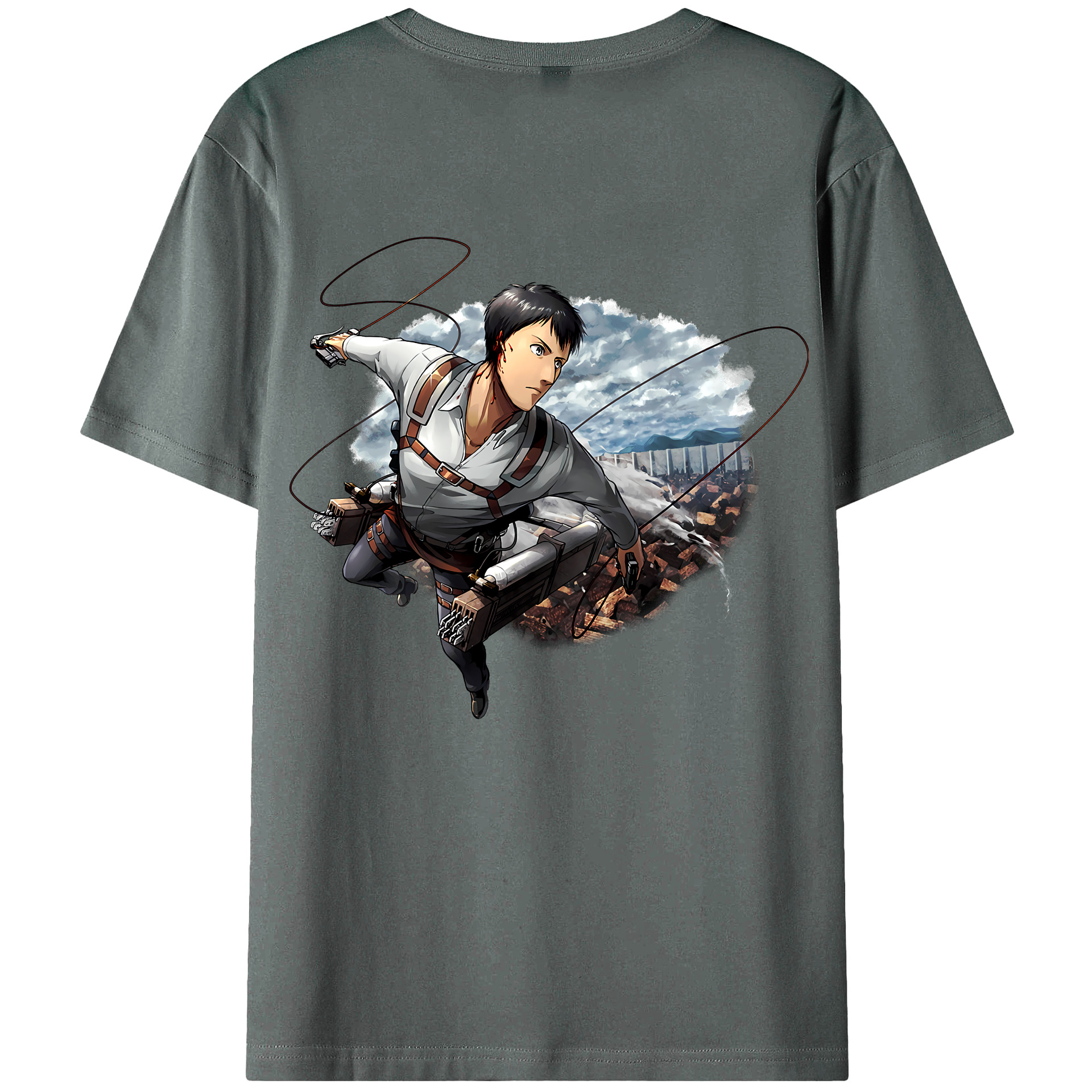 （画像用） 進撃の巨人 ベルトルト・フーバー Attack on Titan Bertholdt Hoover 綿100％ メンズ半袖Tシャツ（バックプリント） 通気性